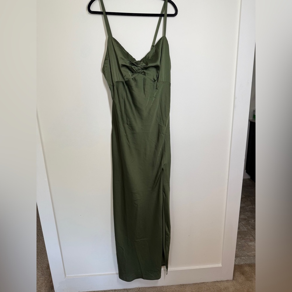 Lulu's Green Spaghetti Strap Slip Maxi Dress